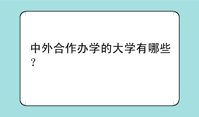 中外合作办学的大学有哪些？