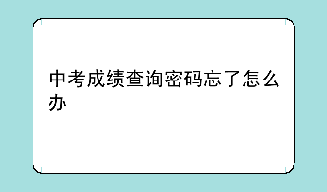 中考成绩查询密码忘了怎么办