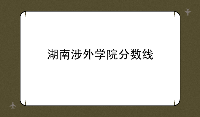 湖南涉外学院分数线