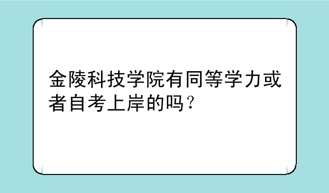 金陵科技学院有同等学力或者自考上岸的吗？