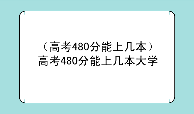 （高考480分能上几本）高考480分能上几本大学