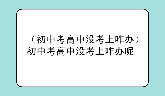 （初中考高中没考上咋办）初中考高中没考上咋办呢