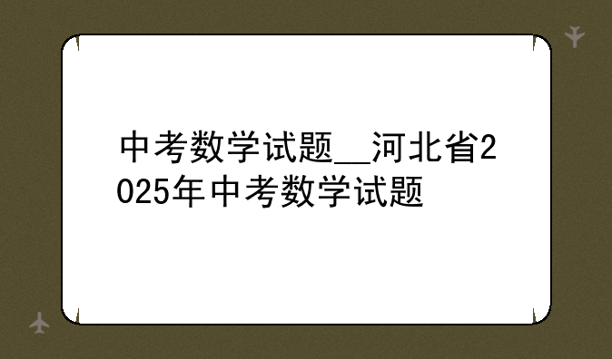 中考数学试题__河北省2025年中考数学试题