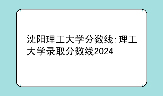 沈阳理工大学分数线:理工大学录取分数线2024