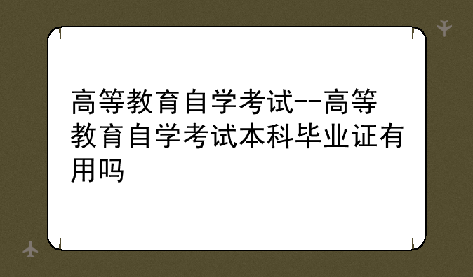 高等教育自学考试--高等教育自学考试本科毕业证有用吗