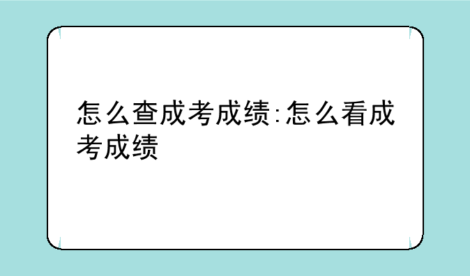 怎么查成考成绩:怎么看成考成绩