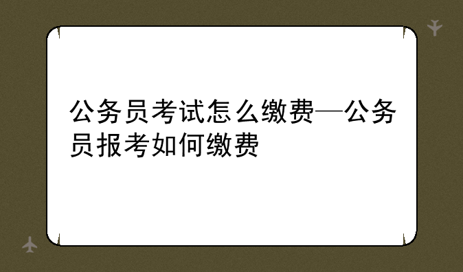 公务员考试怎么缴费—公务员报考如何缴费